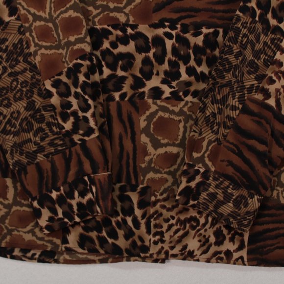 Susan Graver Shirt Women's Large Multicolor Long Sleeve Animal Print Patchwork - Picture 12 of 12